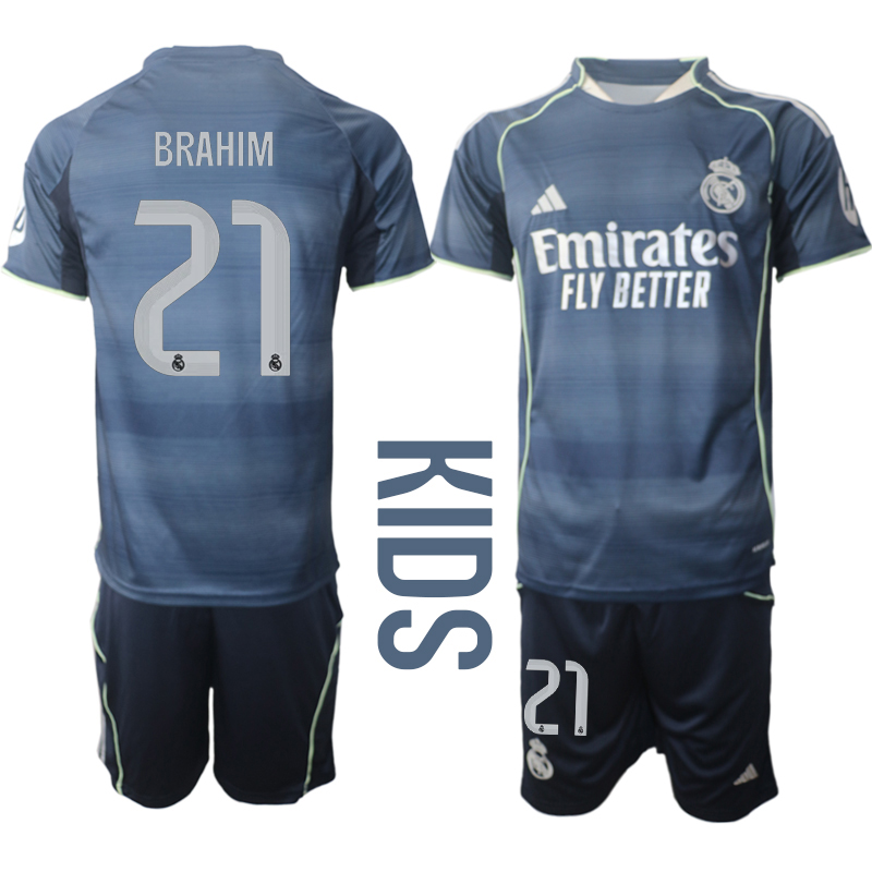Youth 2025-2026 Club Real Madrid away Blue #21 Soccer Jersey->youth soccer jersey->Youth Jersey